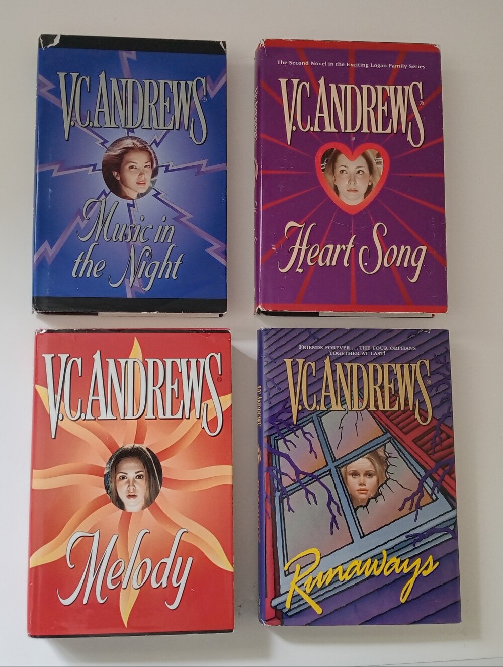 V.C. Andrews Vintage Hardcover Book Lot of 4 1990s Melody Heart Song Runaways